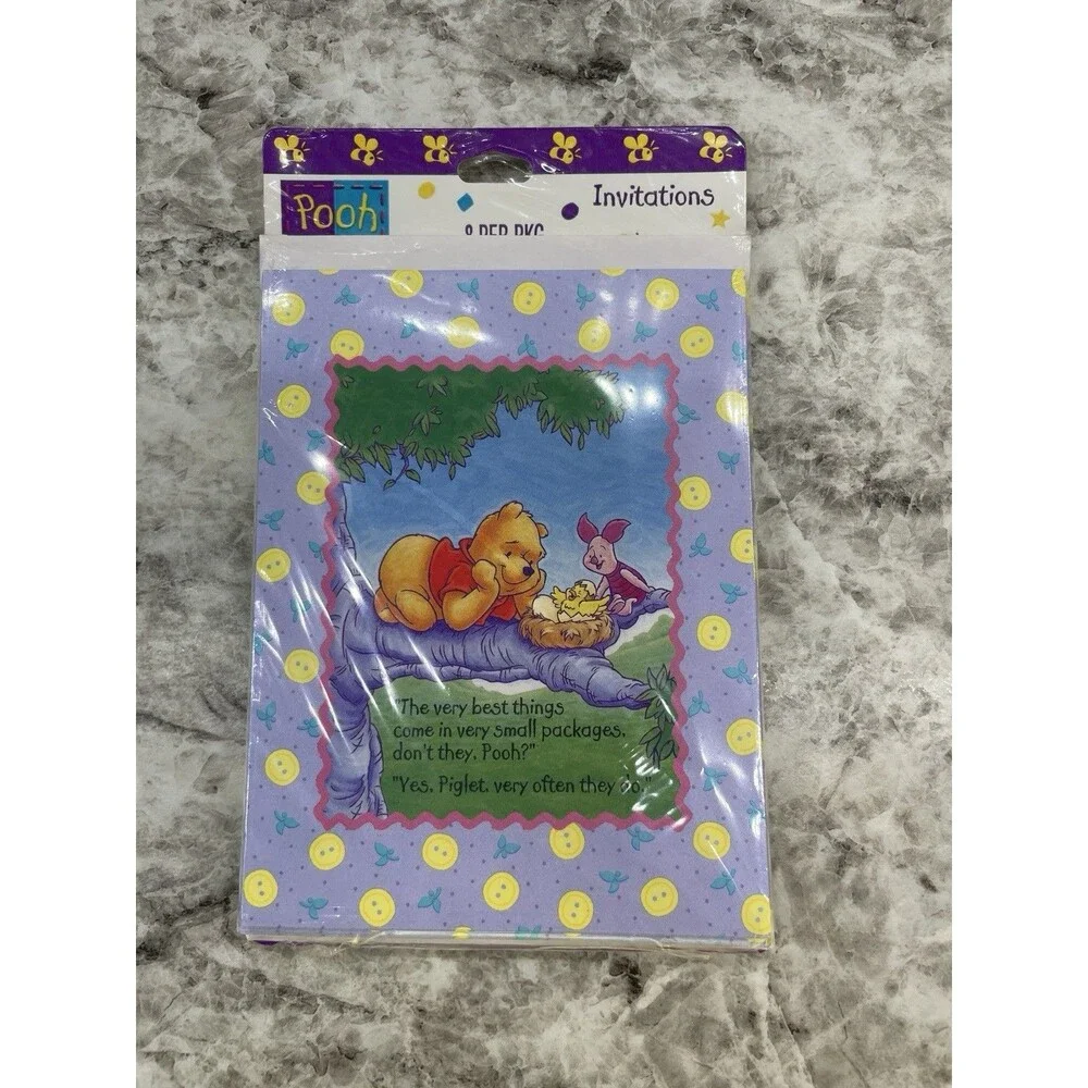 Winnie the Pooh Invitations Baby Shower NIP set of 8 & 4 loose - 12 Total